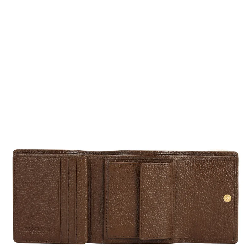 Da Milano Mocha Wax Leather Ladies Wallet - Mocha for Women | Best Price UAE